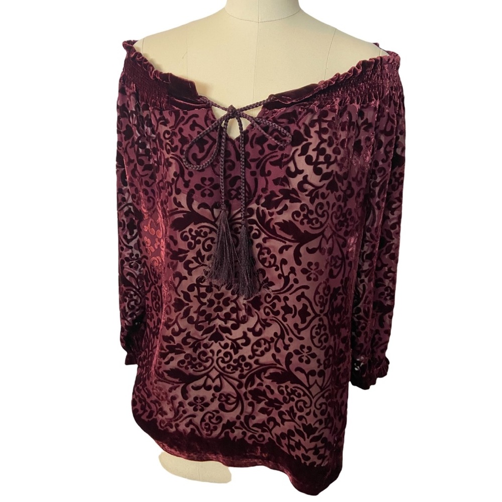 Sundance off the shoulder velvet blouse size medium